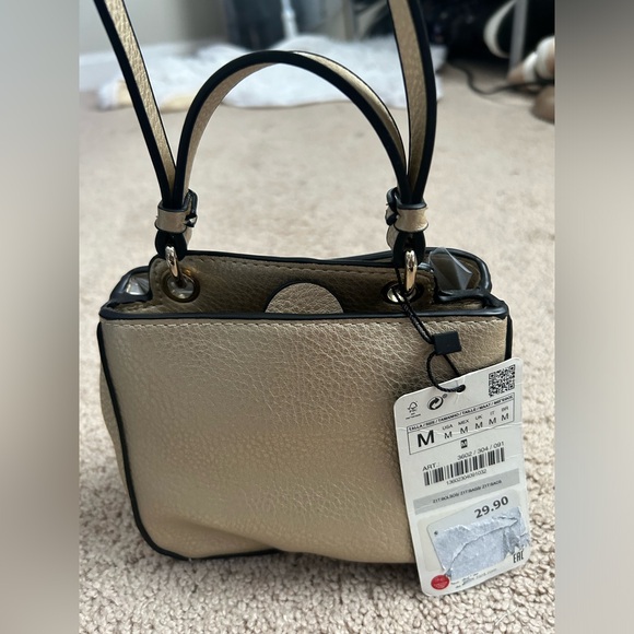NWT ZARA Evening Gold and Rhinestones Bag - Picture 2 of 11